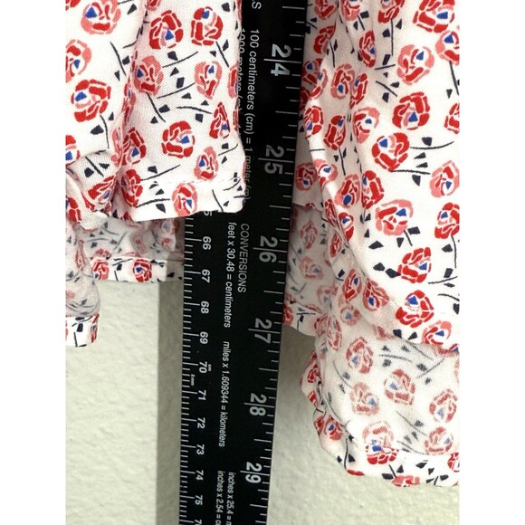 JANE and DELANCEY Anthropologie Red Floral Babydoll Top Size M Tiered Blouse - Picture 7 of 9